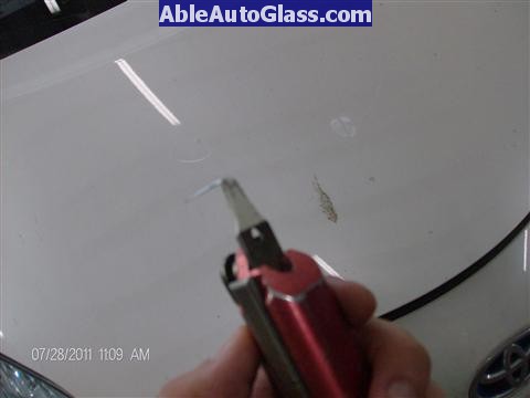 Toyota Prius 2010-2011 Windshield Replaced - view of paint protector blade