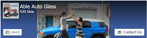 Facebook.com AbleAutoGlass in Houston, TX offer windshield replacement and windshield repair on car automobile glass, truck automobile glass and van automobile glass.  We no longer offer mobile service as all work is performed in our auto glass shop in Houston, TX.  Some of our clients like to take photos with their car & trucks after they've have'd windshield replaced, windshield repaired or other auto glass work performed at our auto glass shop in Houston, TX