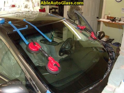 Acura TSX 2009 Windshield Replace - We Use 2 People with Suction Cups for Better Placement