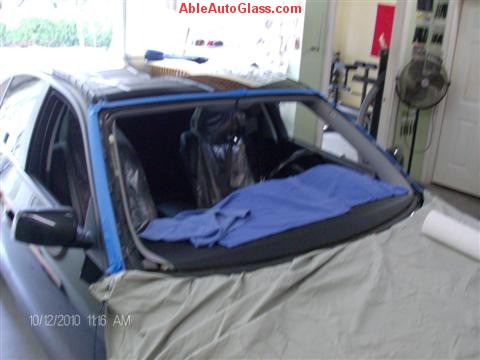 BMW 5451 2005 Windshield Replace Houston, TX-Windshield Removed