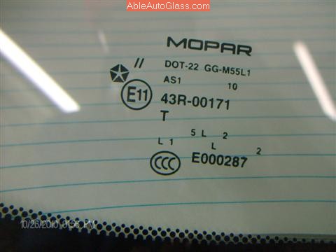 Bug Mopar Dodge Charger DOT 22 Old Glass removed @ Able Auto Glass