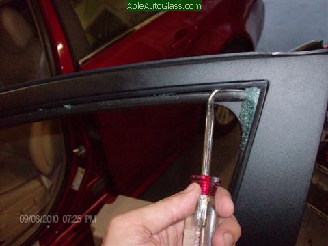 Cadillac CTS 2010 Front Door Replacement Cleaning Glass out of Channel