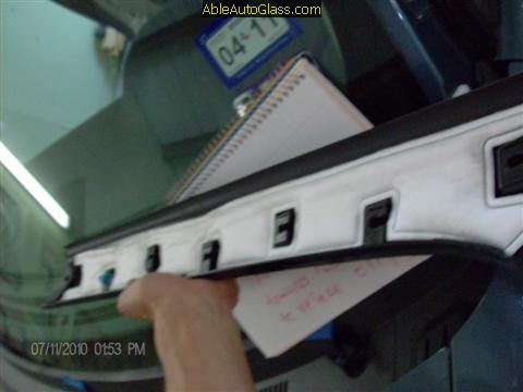 Ford Flex 2009-2011 Windshield Replacement - Inside View of A-pillar Molding