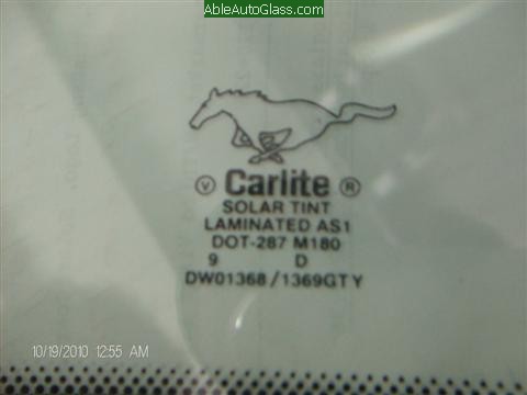Ford Mustang 2000 Front Windshield Replacement - Bug with Pony Logo Brand Carlite DOT 287 Made in Mexico