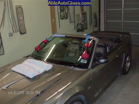 Ford Saleen Mustang Convertible 2002 Windshield Replacement - We use 2 people for better placement