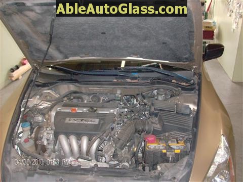 Honda Accord 2003-2007 Windshield Replace - View of Wipers and Cowl