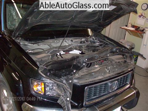 Honda Ridgeline Windshield Replace - Cowl and Wipers Removed