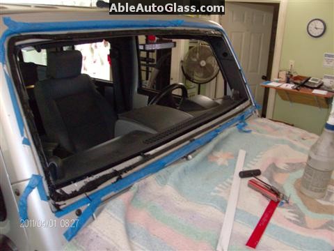 Jeep Wrangler 2009 Windshield Replacement OEM Mopar - Windshield Removed