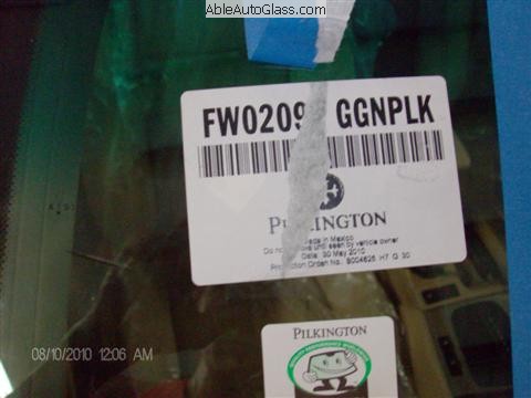 Label of Pilkington for BMW Made in Mexico