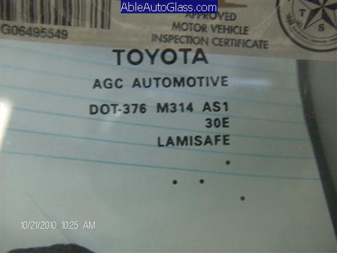 Toyota Matrix Windshield Replaced 2009-2011 - AGC Automotive DOT 376 OEM
