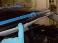 Dodge Charger 2006-2010 Windshield Replacement View of Cleaning Pinchweld Left is Cleaned and Right is Still Dirty